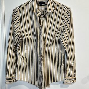 Lands' End Women's Striped Blouse - Black and Cream